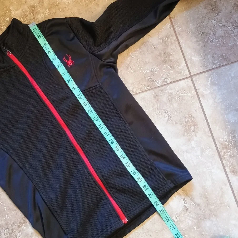 Boy's Spyder Black Red Full Zip Jacket Size Large 14/16